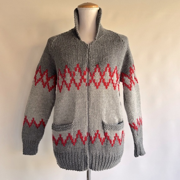 Vintage Hand Knit Cowichan Cardigan - Picture 1 of 5